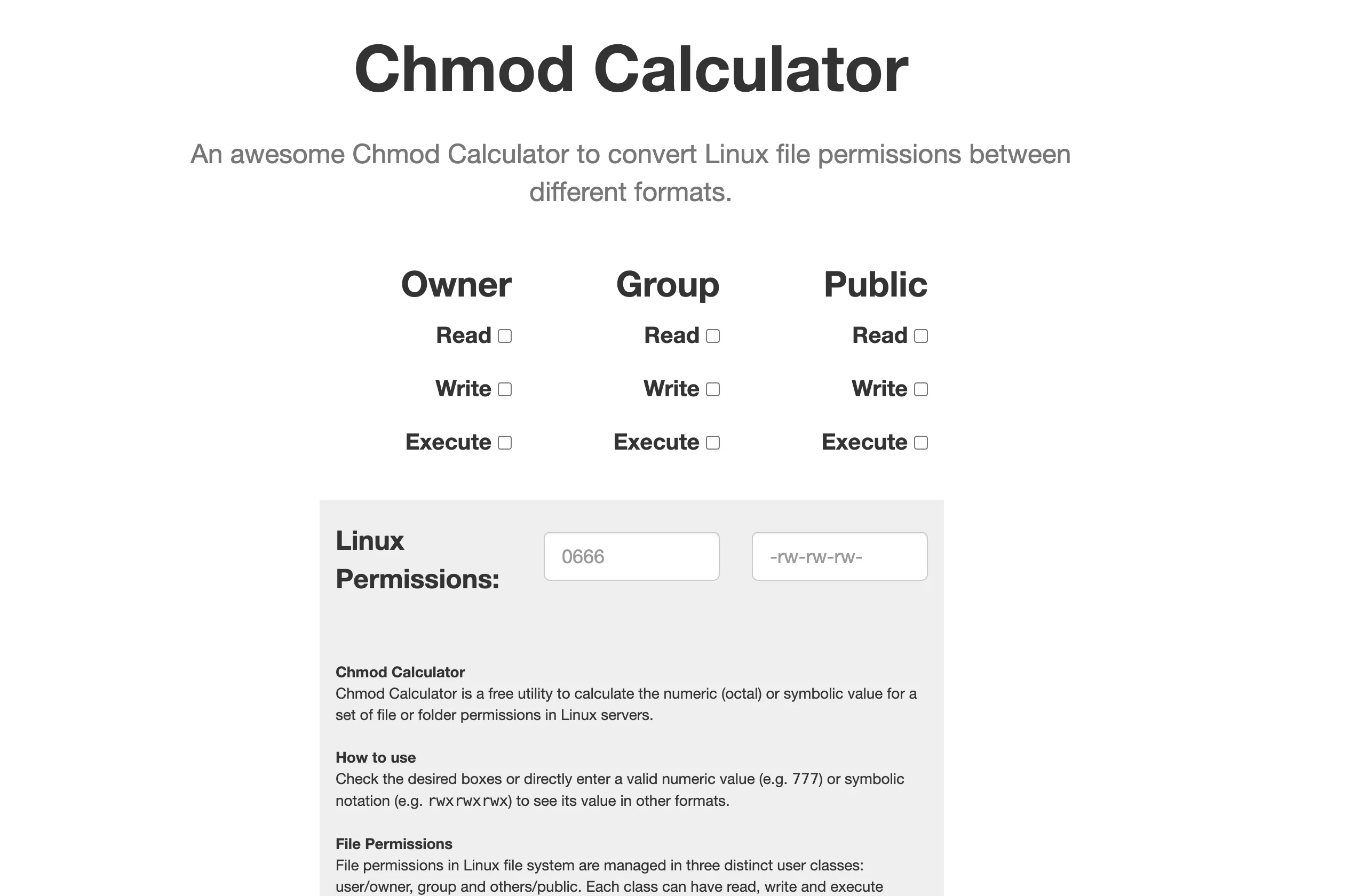 Chmod Calculator