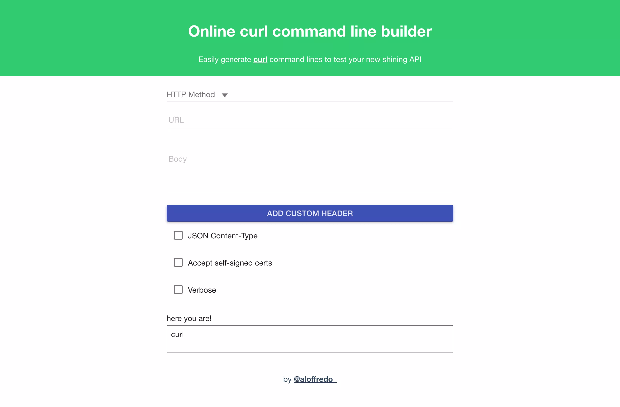 Online Curl Command Line Builder