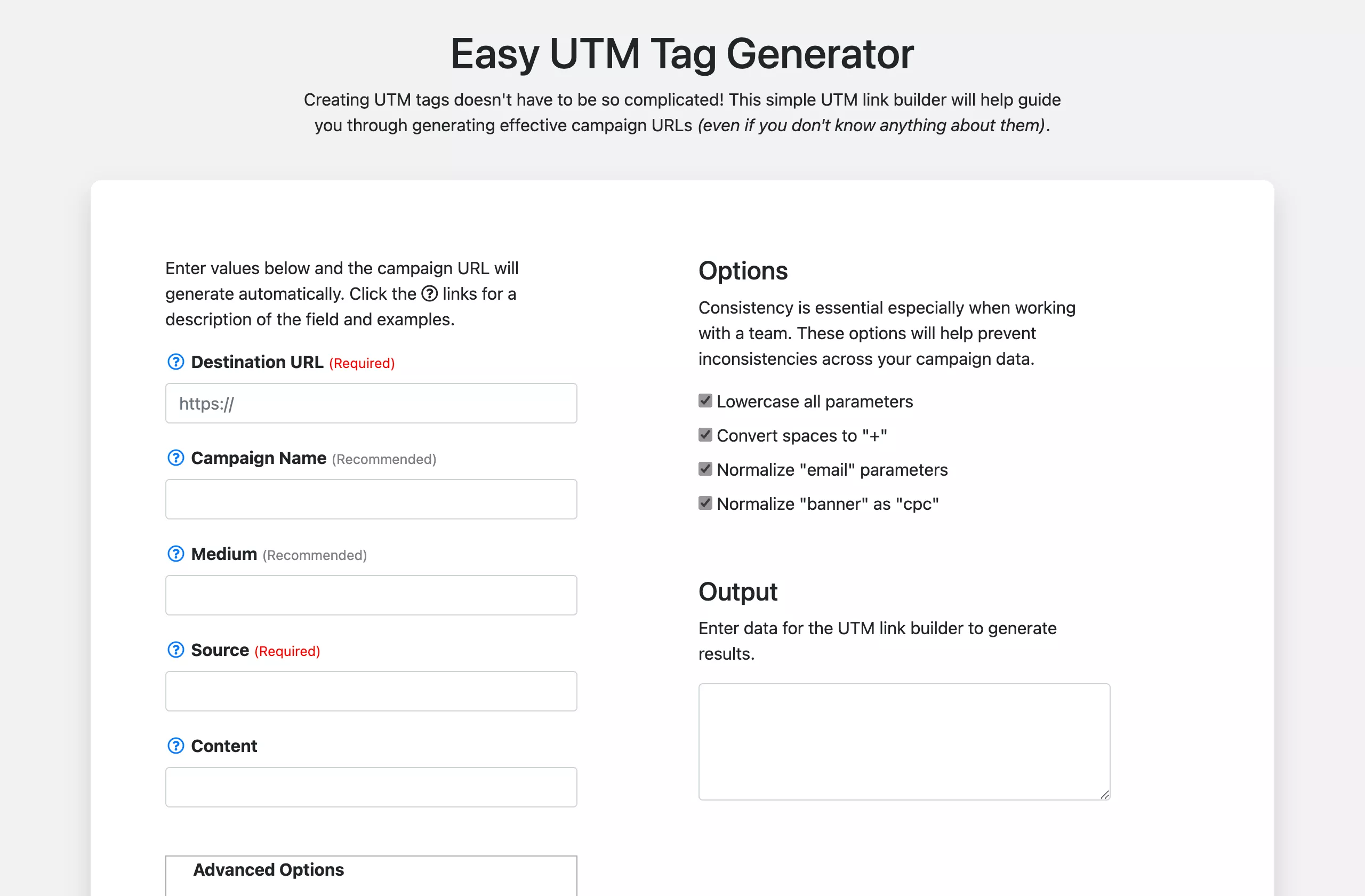 Easy UTM Tag Generator