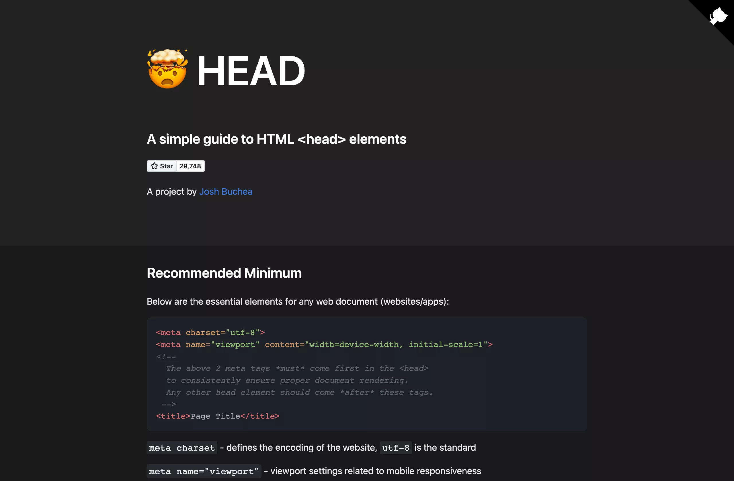HTML5 <head> elements