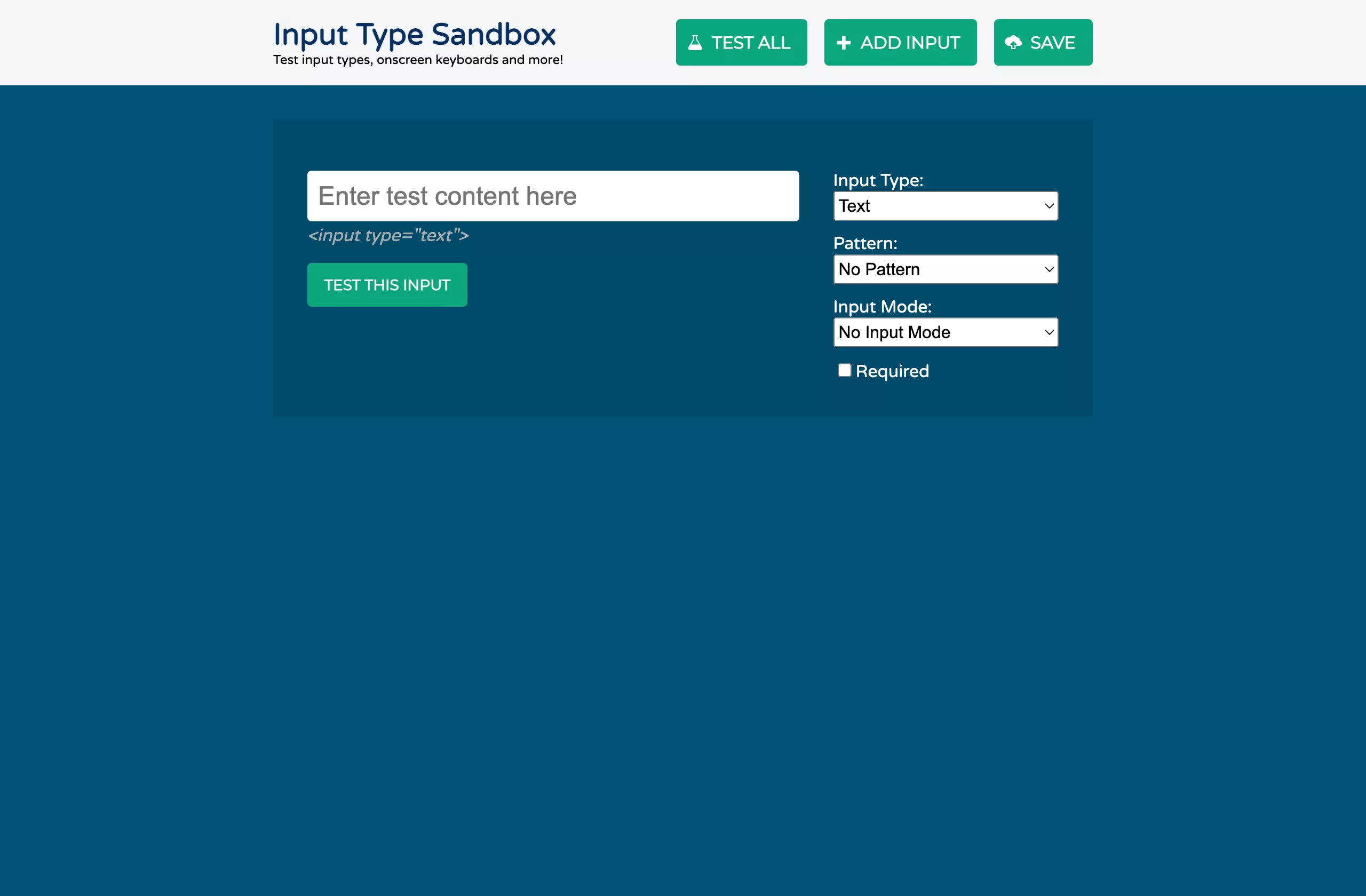 Input Type Sandbox