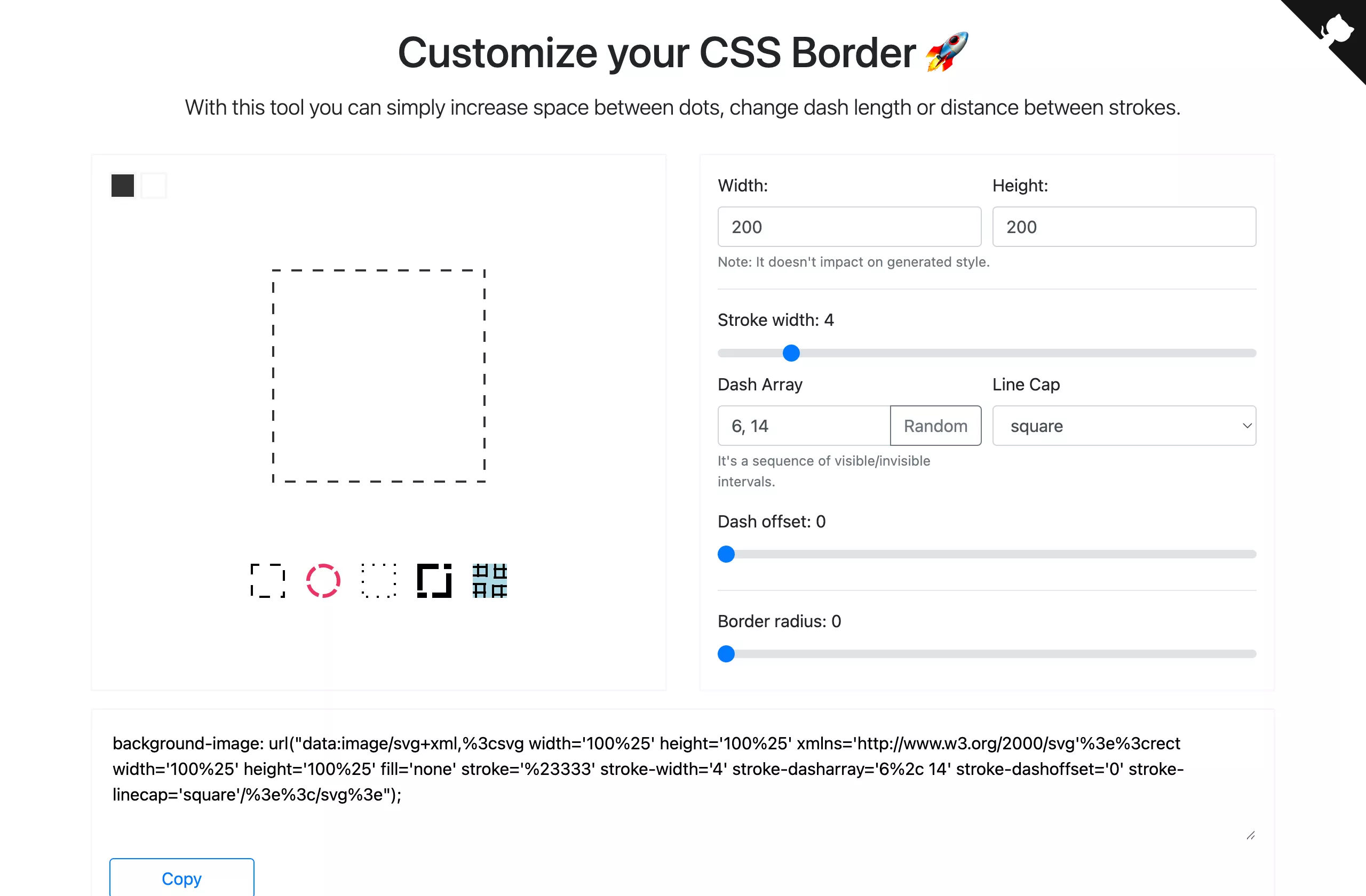 Dashed/Dotted Border CSS Generator