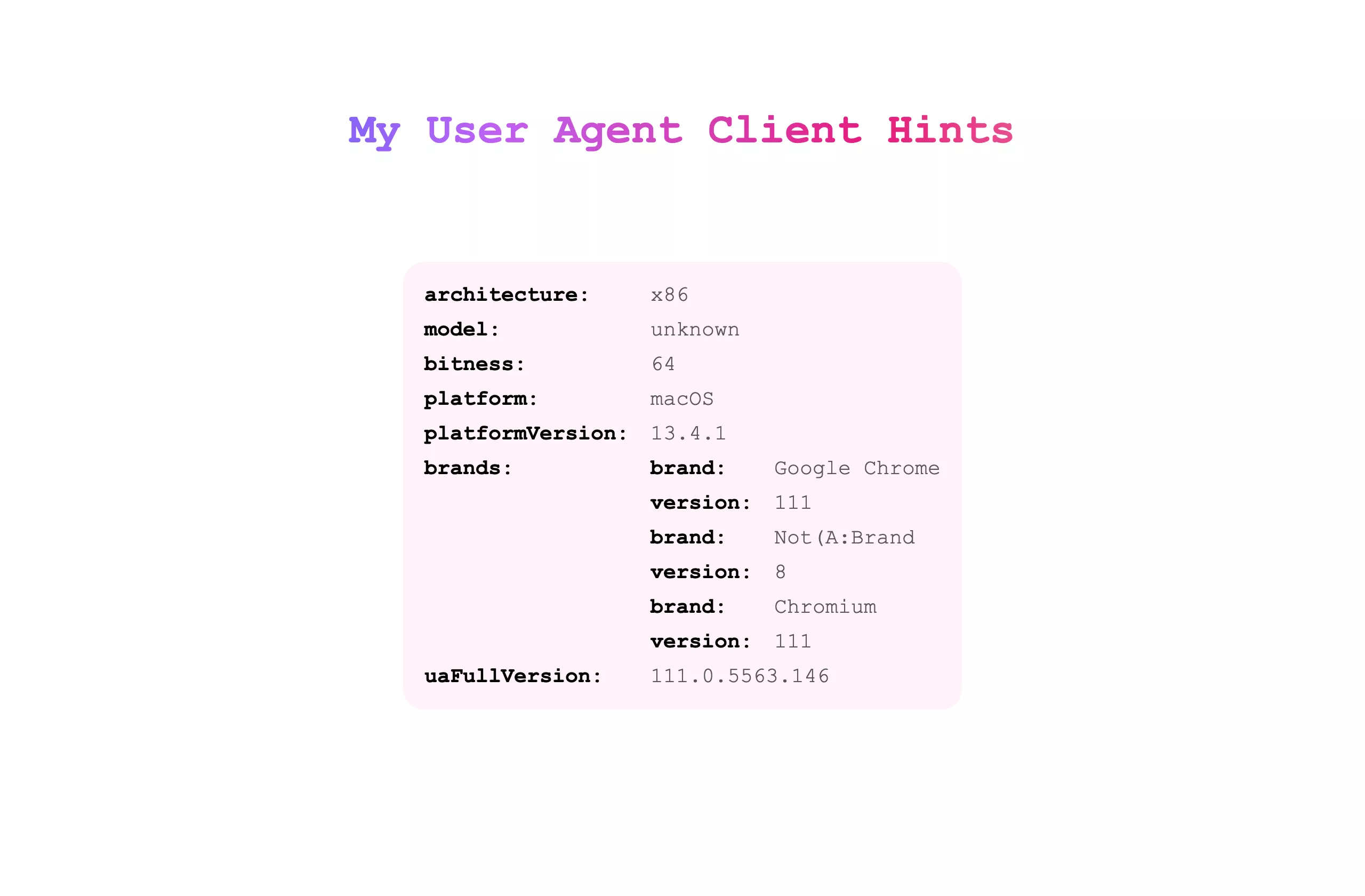 My User Agent Client Hints