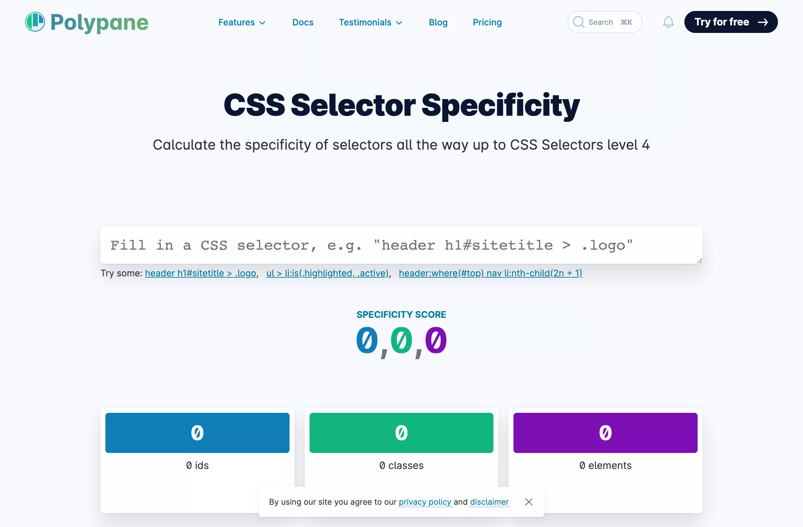 CSS specificity calculator