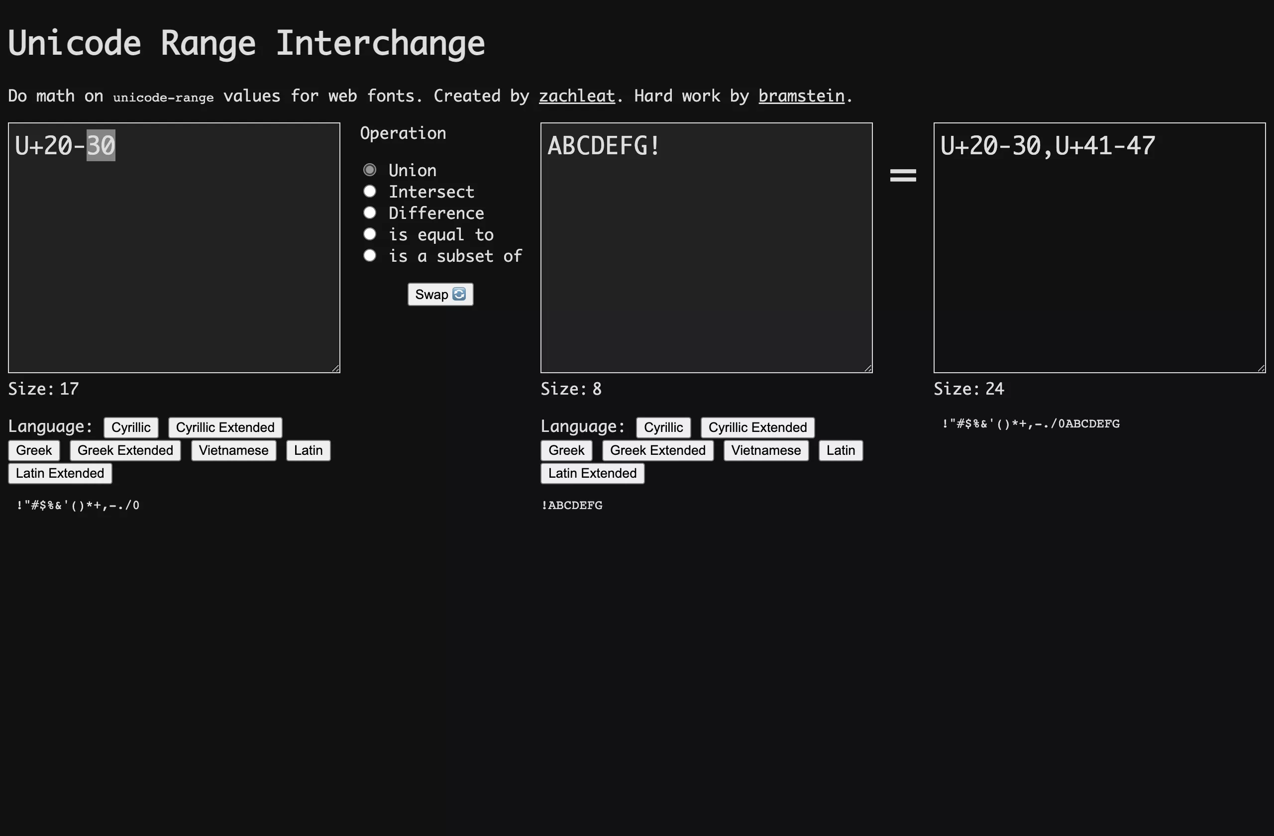 Unicode Range Interchange